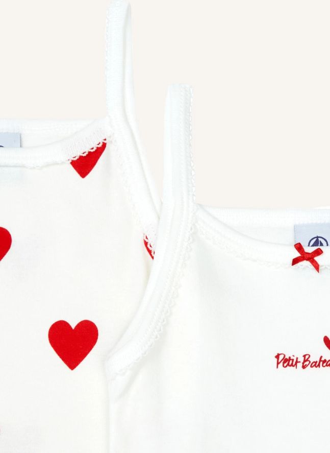 Lot 2 Débardeurs Cœur Coton Bio | Blanc