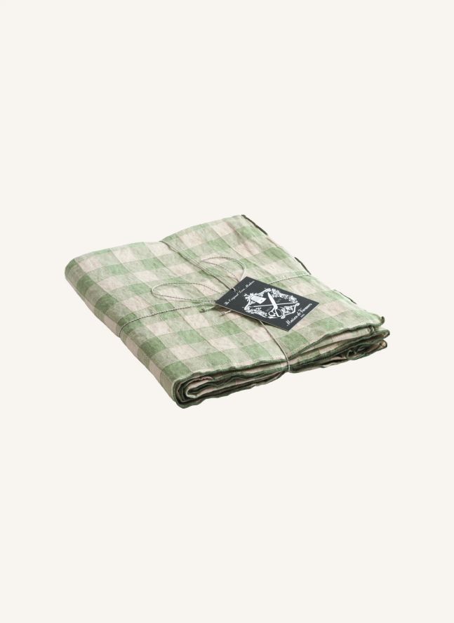 Nappe Bourdon en toile vintage vichy | Sauge