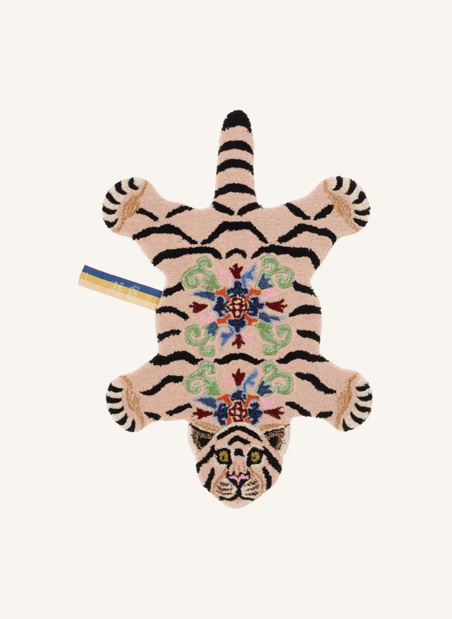 Tapis tigre Mahee Majestic en laine | Rose pêche