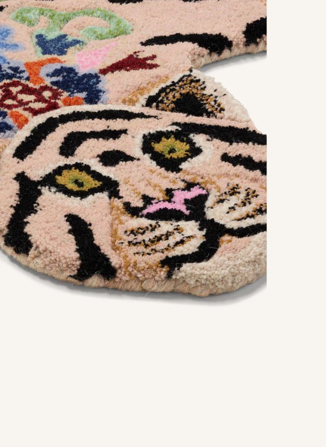 Tapis tigre Mahee Majestic en laine | Rose pêche