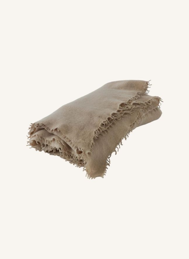 Plaid frangé en cachemire | Beige