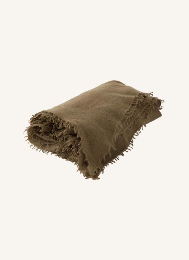 Plaid frangé en cachemire | Bronze