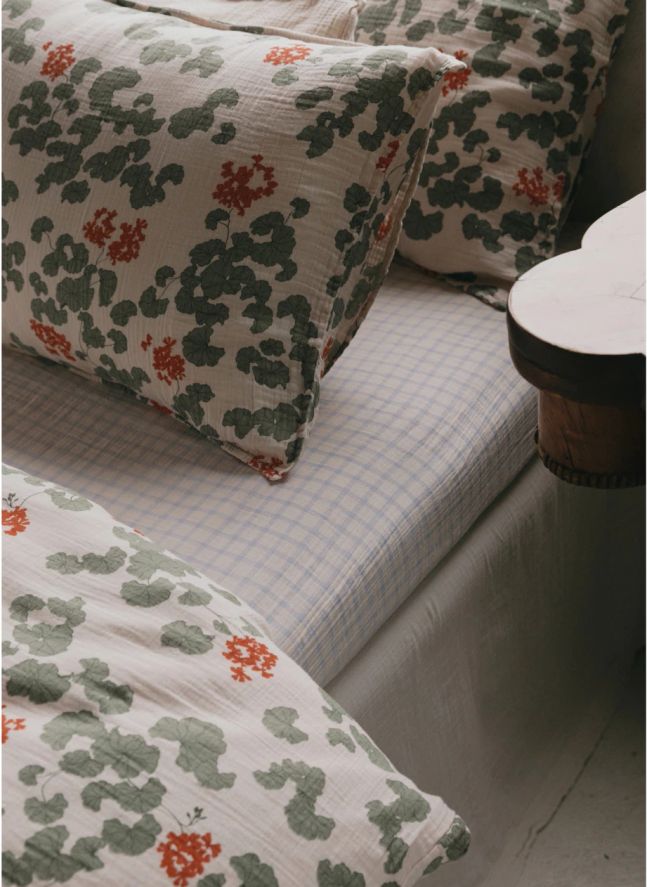 Fitted Sheet Gingham Sky | Light blue