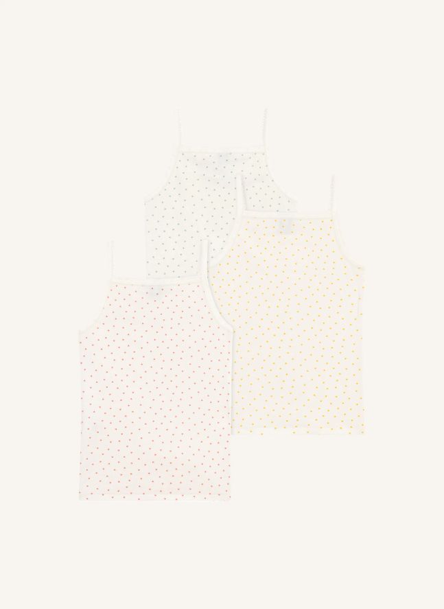 Lot 3 Débardeurs Mini Cœurs Coton Bio | Ecru