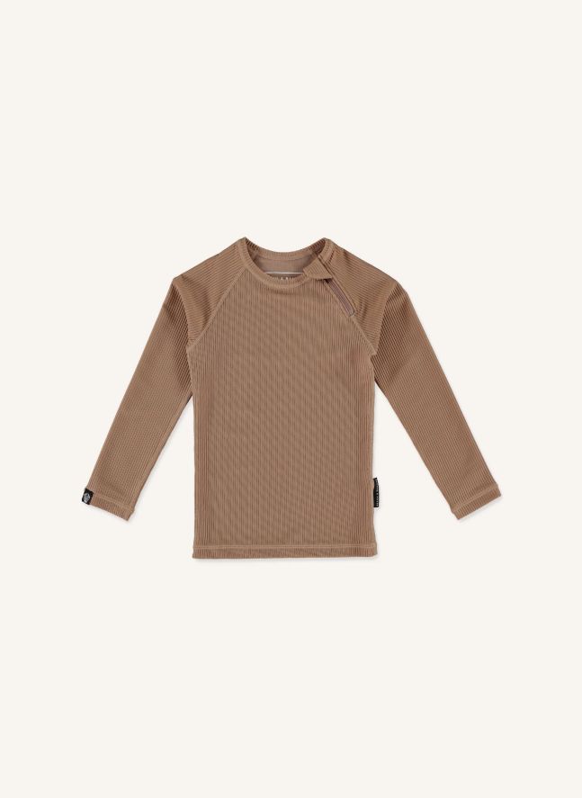 T-Shirt Anti-UV Côtelé | Marron
