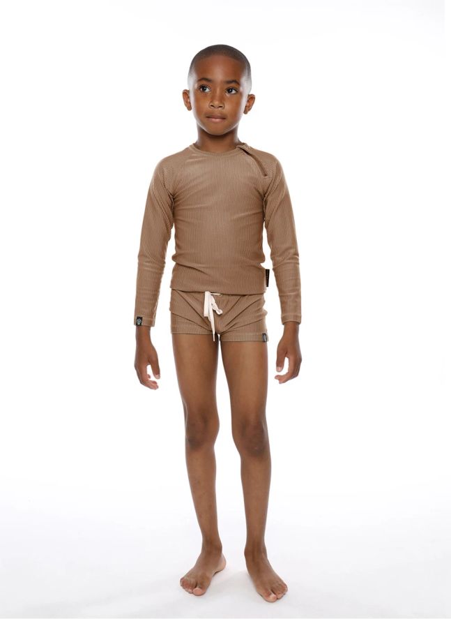 T-Shirt Anti-UV Côtelé | Marron