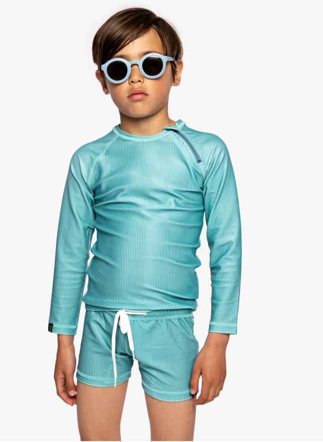 T-Shirt Anti-UV Côtelé | Turquoise
