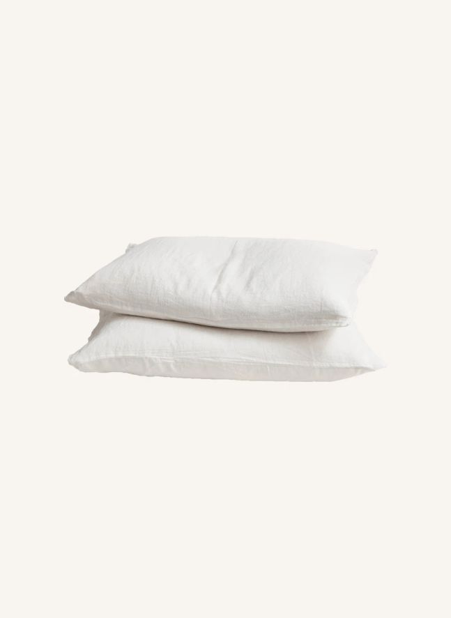 Taie d'oreiller basic en lin lavé | Blanc