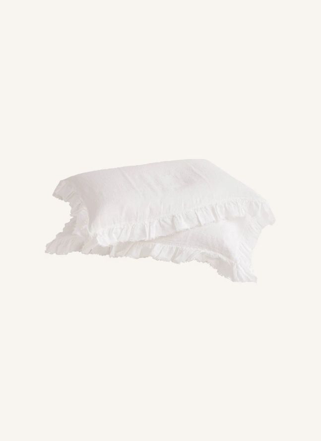 Taie d'oreiller Boho en Lin Lavé | Blanc