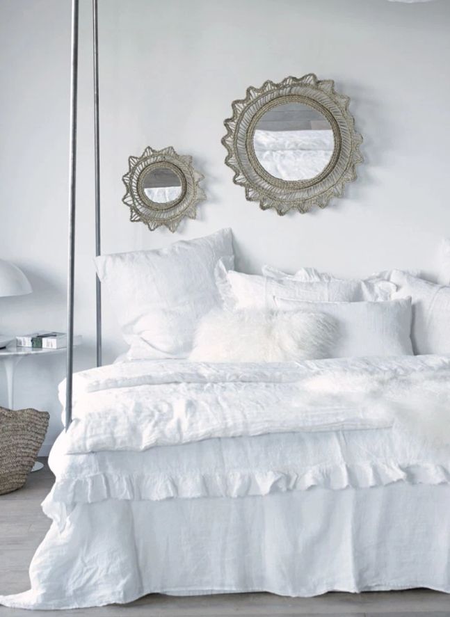 Taie d'oreiller Boho en Lin Lavé | Blanc