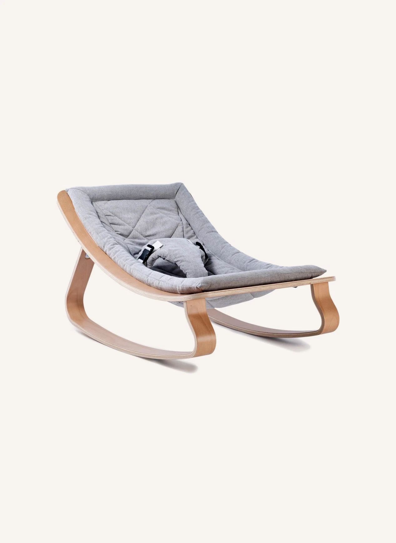 Levo Beech Wood Baby Bouncer | Grey- Product image n°0