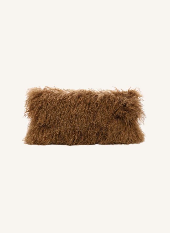 Coussin basic en peau de chèvre du Tibet | Havane