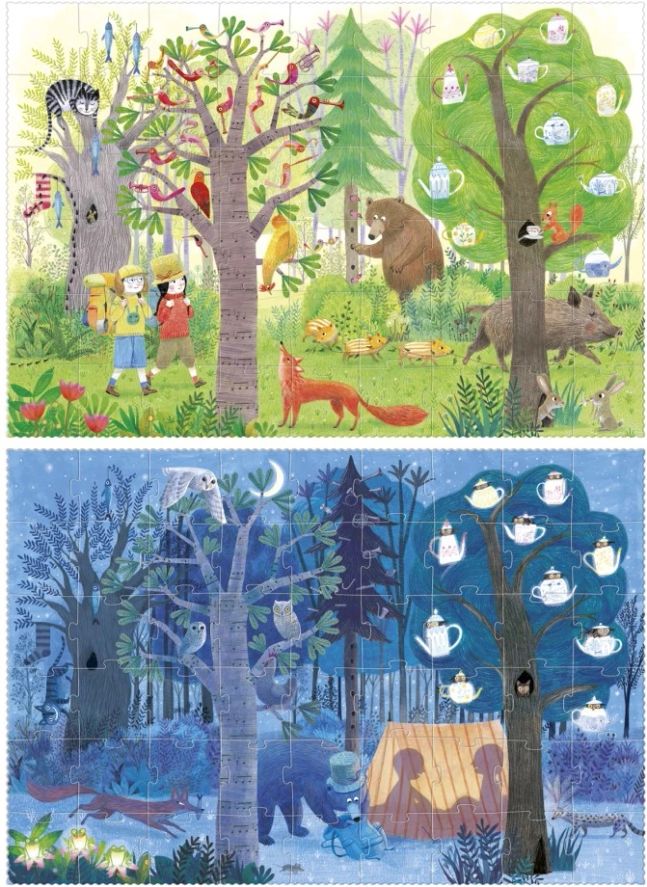 Puzzle recto-verso Jour et nuit dans la forêt