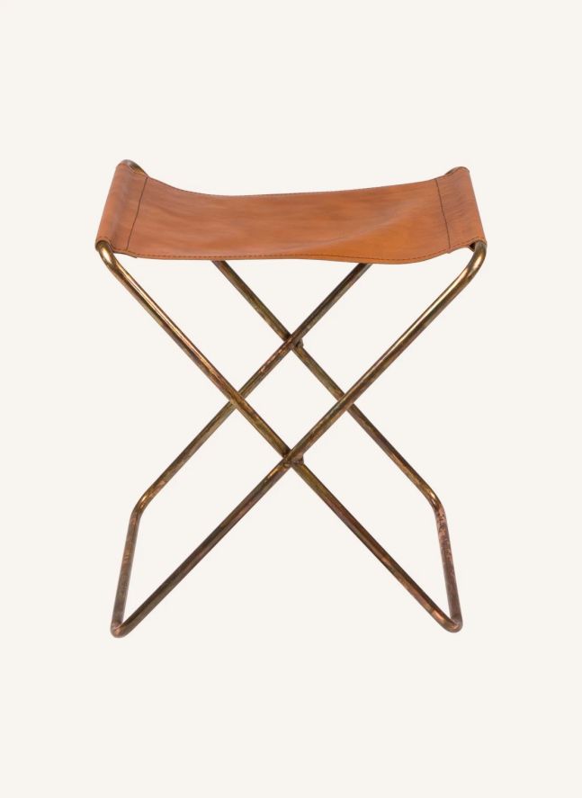 Tabouret pliant Nola en cuir