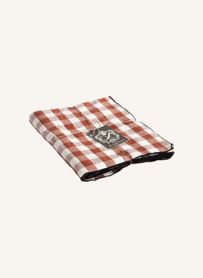 Nappe rectangulaire Bourdon noir toile mimi | Vichy Argile