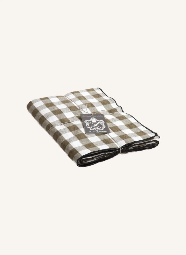 Nappe rectangulaire Bourdon noir toile mimi | Vichy Kaki