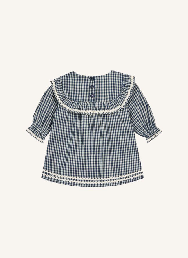 Robe Feston Maggie Carreaux | Bleu