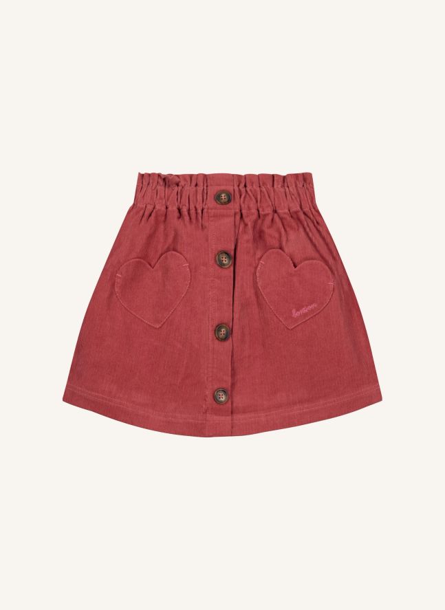 Jupe Polka Velours Côtelé | Framboise