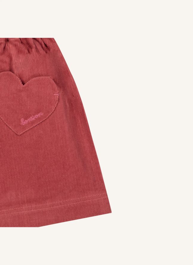 Jupe Polka Velours Côtelé | Framboise