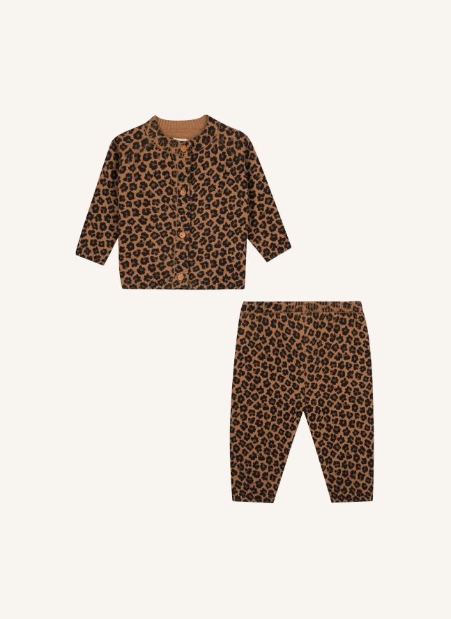 Ensemble Cardigan et Legging Léopard | Marron