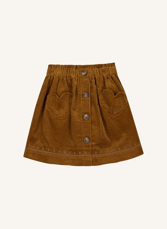 Jupe Polka Velours Côtelé | Caramel