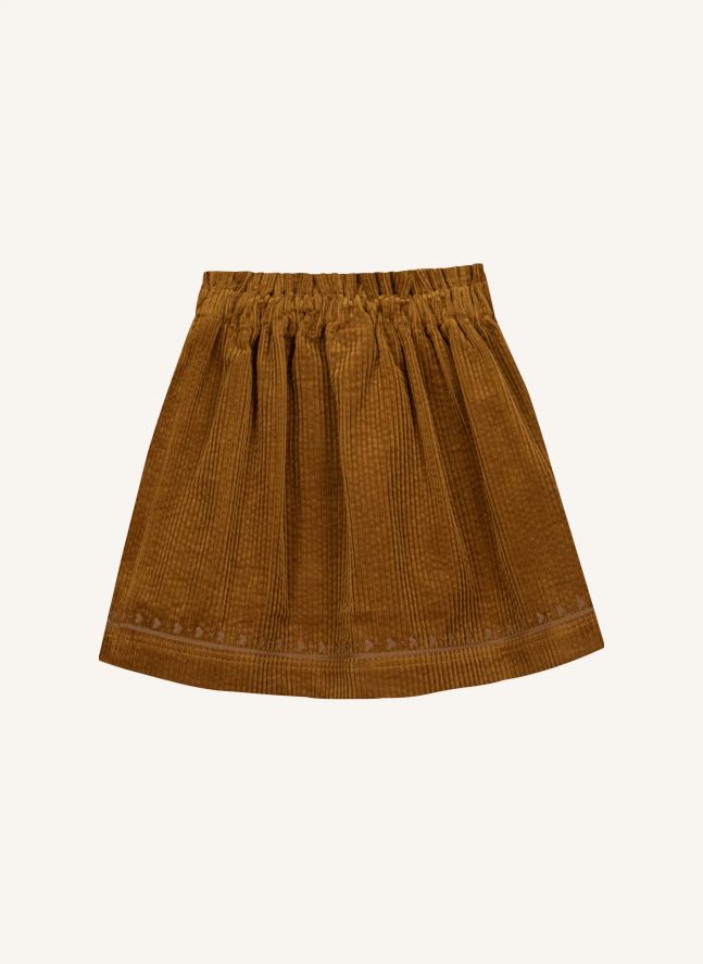 Jupe Polka Velours Côtelé | Caramel