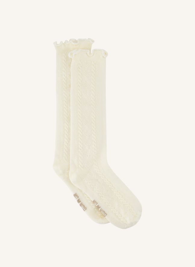 Chaussettes Torsadées Pantoufle | Ecru