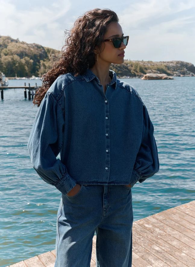 Blouse Sarah Coton | Bleu jean