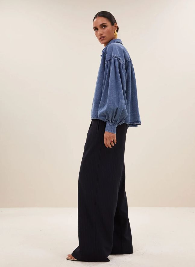 Blouse Sarah Coton | Bleu jean