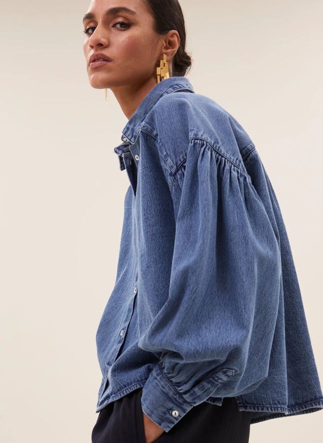 Blouse Sarah Coton | Bleu jean