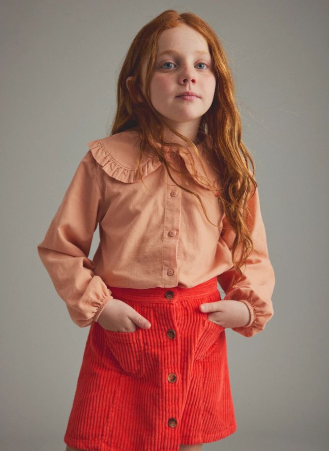 Blouse Col Claudine Fleur | Rose pêche