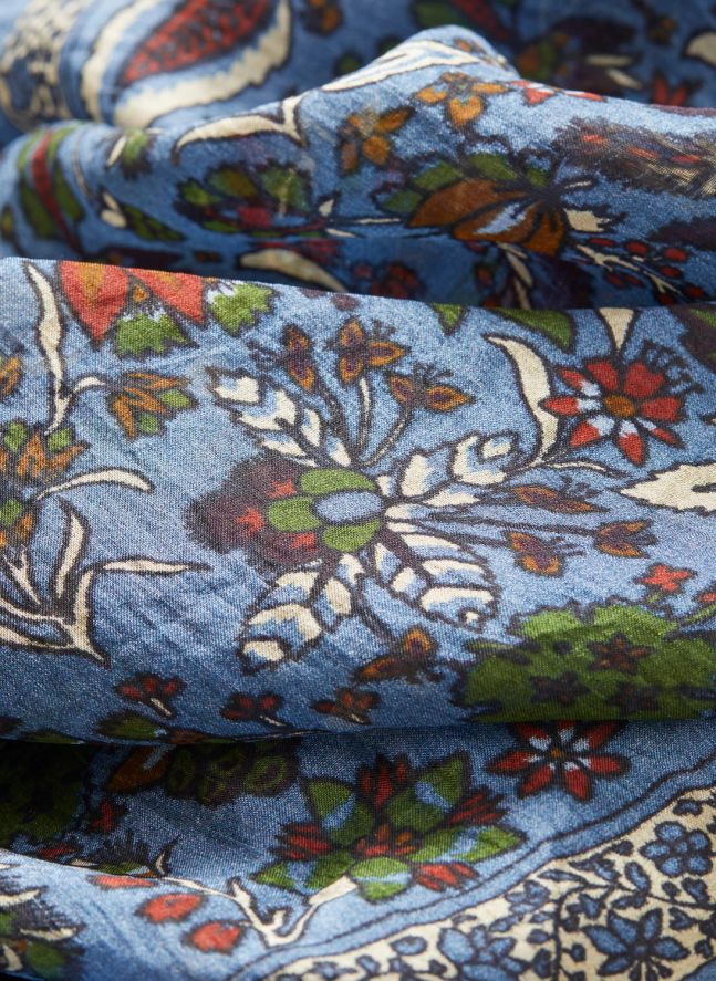 Foulard Tapisflora Taby Soie | Bleu