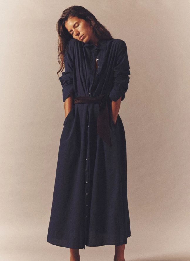 Robe Boden Popeline de Coton | Bleu marine