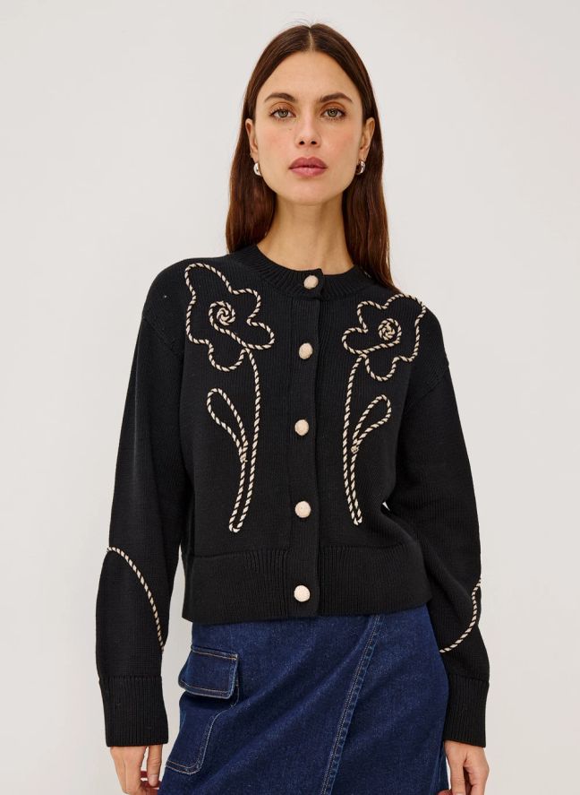 Gilet Western Floral | Noir