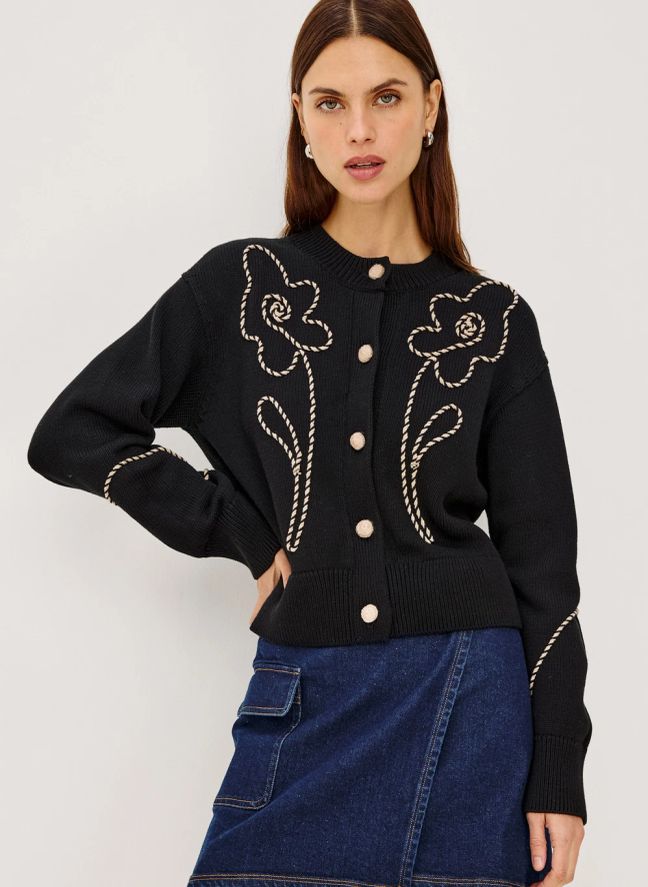 Gilet Western Floral | Noir