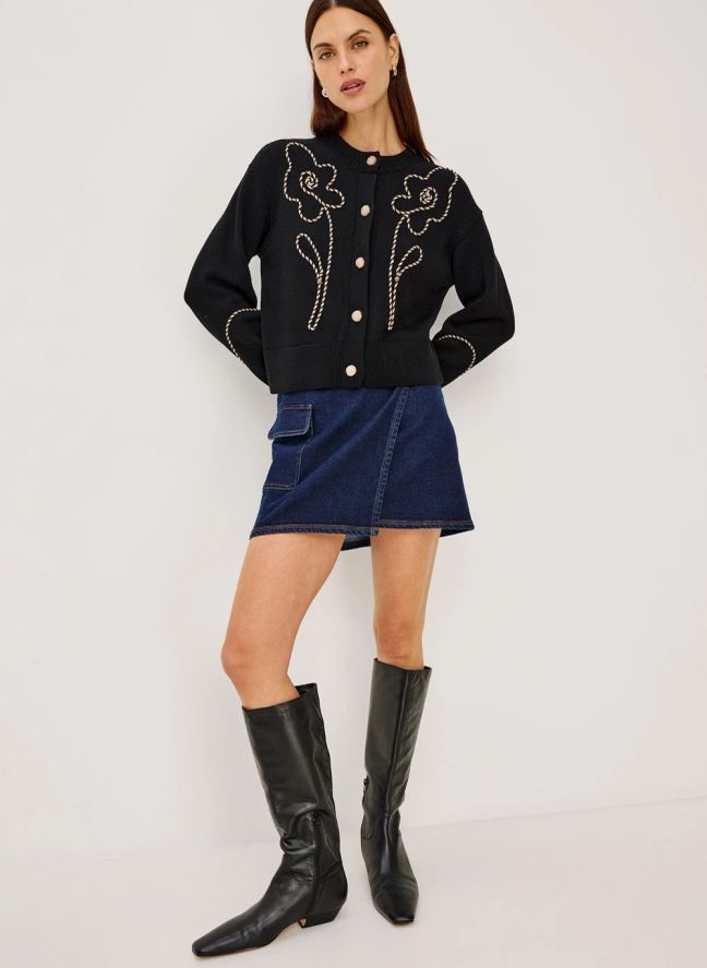 Gilet Western Floral | Noir