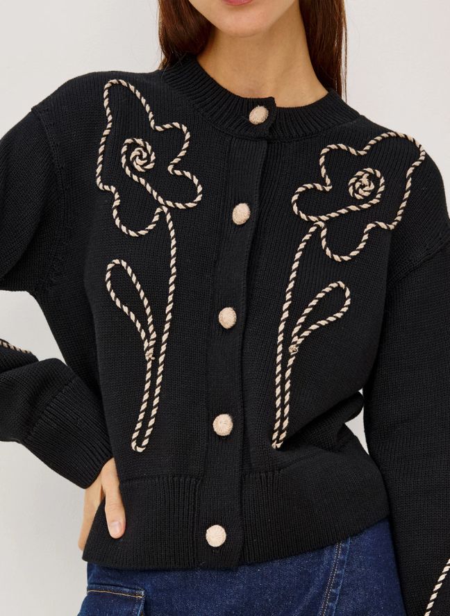 Gilet Western Floral | Noir