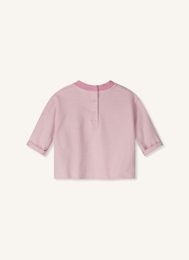T-shirt Poche Rayé Coton Bio | Rose