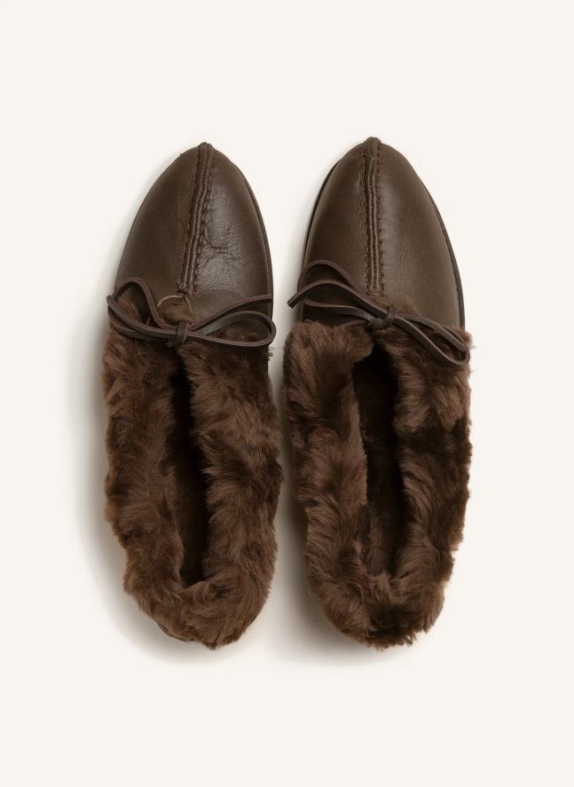 Ballerines Tilla Shearling | Marron foncé