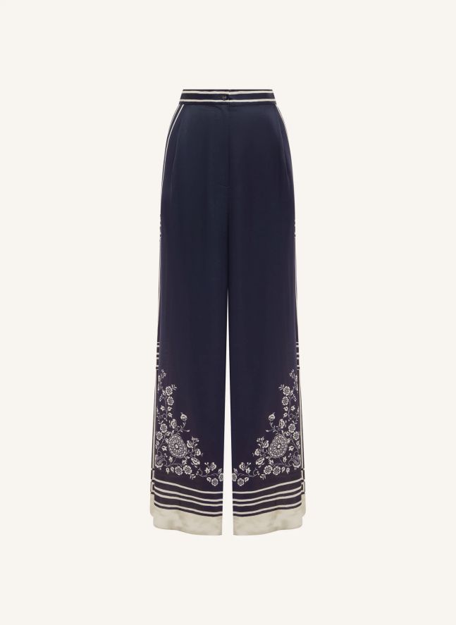 Pantalon Banderra Scarf Soie | Bleu marine