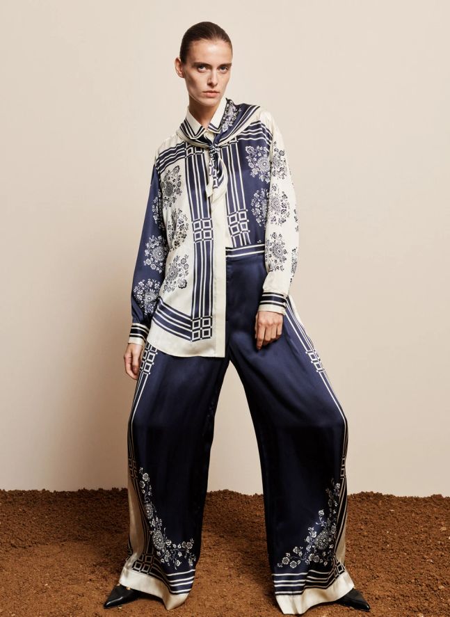 Pantalon Banderra Scarf Soie | Bleu marine