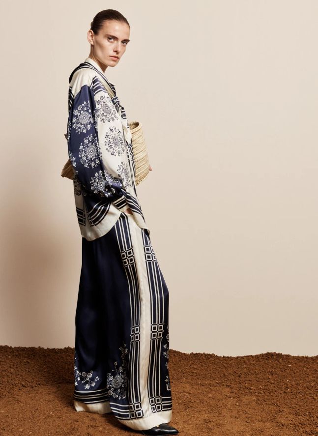 Pantalon Banderra Scarf Soie | Bleu marine