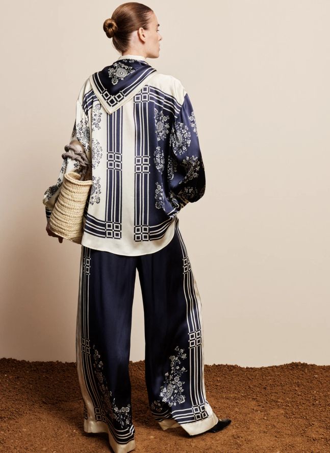 Pantalon Banderra Scarf Soie | Bleu marine