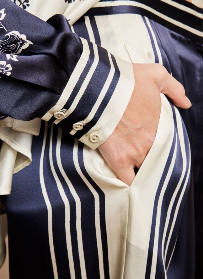 Pantalon Banderra Scarf Soie | Bleu marine