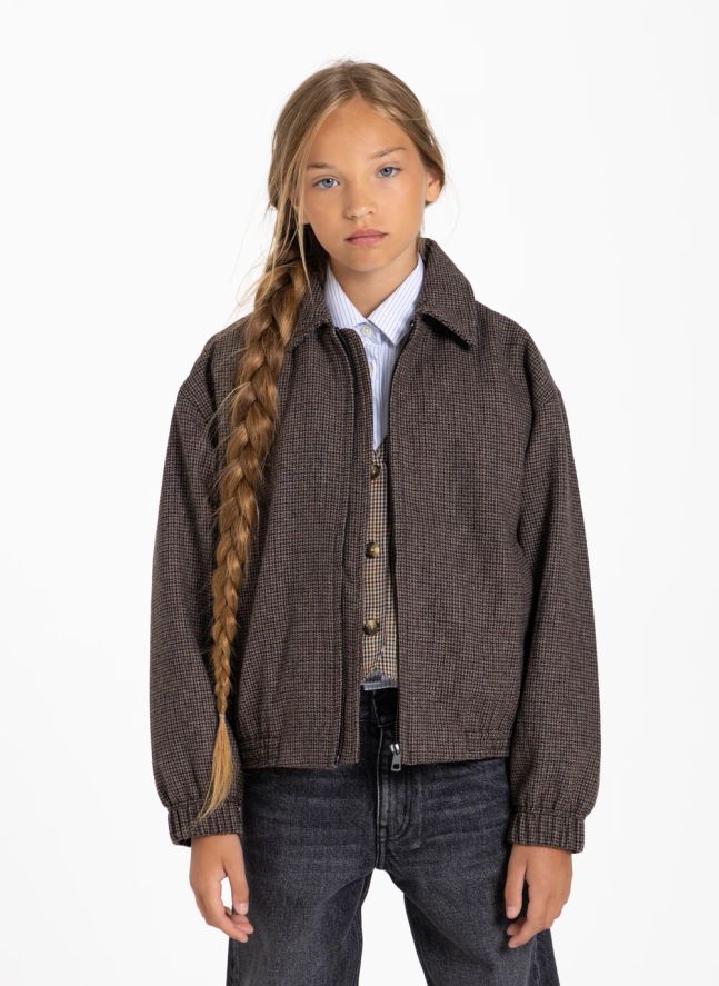 Veste Sage Pied-de-Poule Laine | Marron