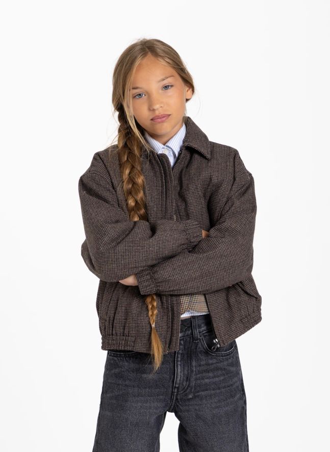 Veste Sage Pied-de-Poule Laine | Marron