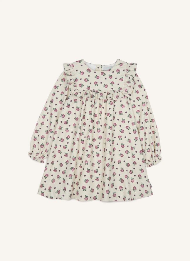 Robe Lisa Velours Fleurie | Ecru