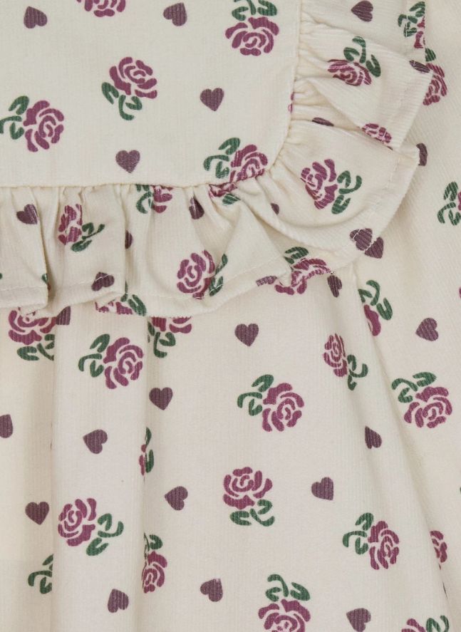 Robe Lisa Velours Fleurie | Ecru