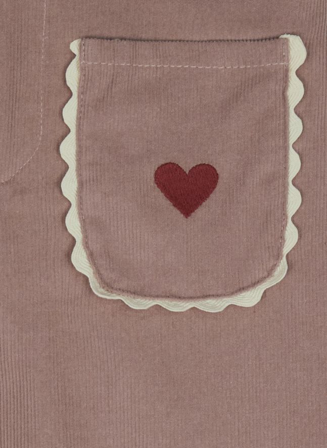 Pantalon Géraldine Cœurs Velours | Rose pâle