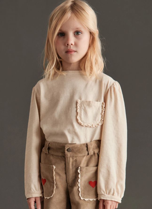 Pantalon Géraldine Cœurs Velours | Beige